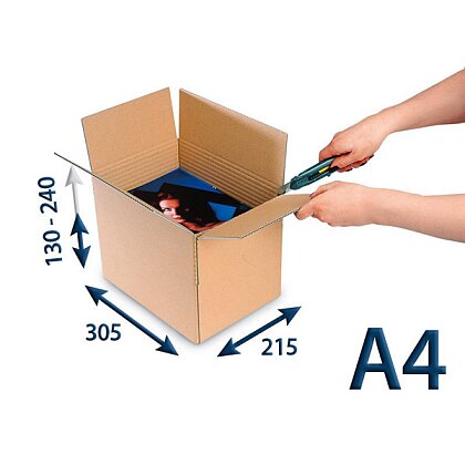 Obrázek produktu Výškově nastavitelné krabice - A4, 305 × 215 × max. 240 mm
