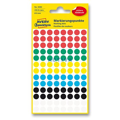 Obrázok produktu Avery Zweckform - guľaté etikety - priemer 8 mm, 416 etikiet, mix farieb