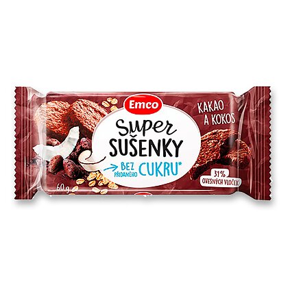 Obrázok produktu Emco Super Sušienky Bez Cukru - ovsené sušienky - kakao a kokos, 60 g