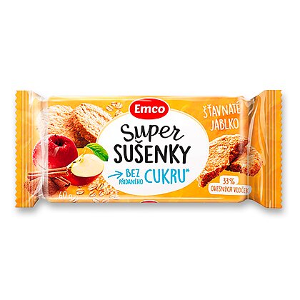 Obrázok produktu Emco Super Sušienky Bez Cukru - ovsené sušienky - šťavnaté jablko, 60 g