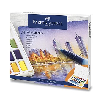 Obrázek produktu Akvarelové barvy Faber-Castell s paletkou - 24 barev