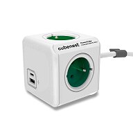 Cubenest PowerCube Extended- rozbočovací zásuvka - USB A+C, 20 W, 1,5 m, zelená