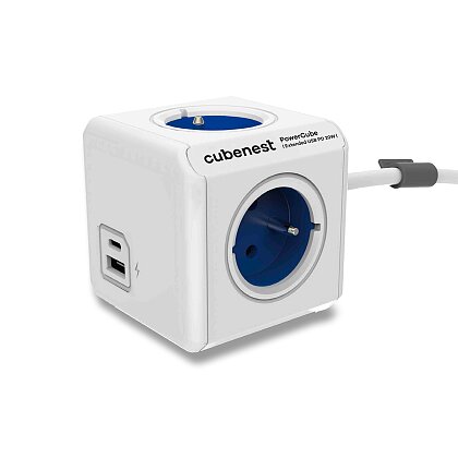 Obrázok produktu Cubenest PowerCube Extended - rozbočovacia zásuvka - USB A + C, 20 W, 1,5 m, modrá