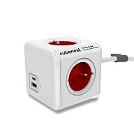 Cubenest PowerCube Extended- rozbočovací zásuvka - USB A+C, 20 W, 1,5 m, červená