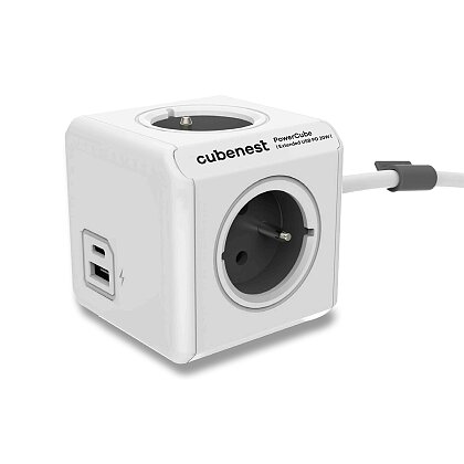 Obrázek produktu Cubenest PowerCube Extended- rozbočovací zásuvka - USB A+C, 20 W, 1,5 m, šedá