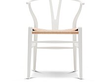 Židle Carl Hansen & Son Wishbone CH24 bíle lak.buk přírodní výplet