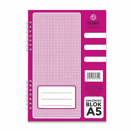 Obrázok produktu Bobo blok - krúžkový blok - A5, 50 l., linajkový