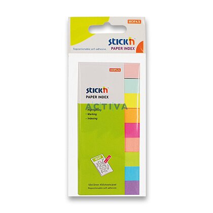 Obrázok produktu Hopax Stick'n Index Notes - neónové samolepiace záložky - 50 × 12 mm, 9 × 50 l.