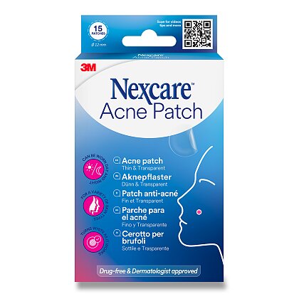 Obrázok produktu Nexcare - priehľadná náplasť na akné - 1 x 15 x 12 mm, 15 ks