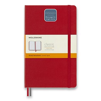 Obrázek produktu Zápisník Moleskine Expanded - tvrdé desky - L, linkovaný, červený