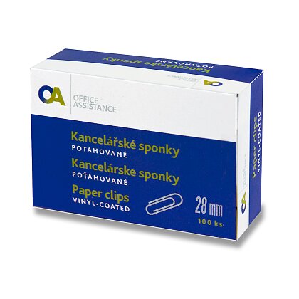 Obrázok produktu OA - kancelárske sponky - 28 mm, 100 ks, poťahované, mix farieb