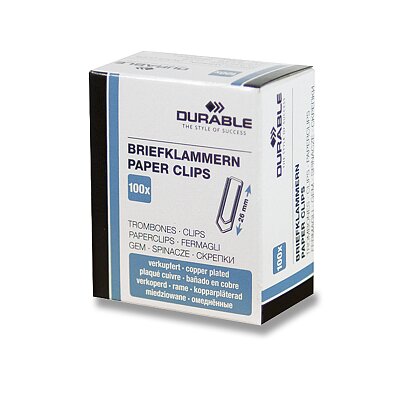 Obrázok produktu Durable - kancelárske sponky - 26 mm, 100 ks, medené
