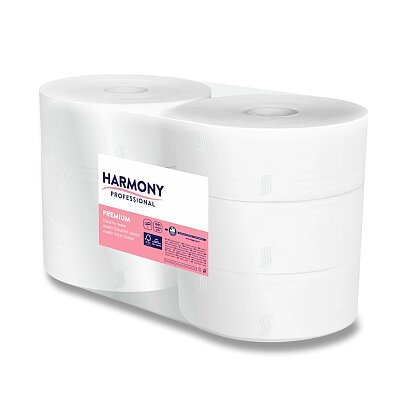 Obrázok produktu Harmony Professional Jumbo - toaletný papier - 2vrstvový, návin 195 m, priemer 240 mm, 6 ks