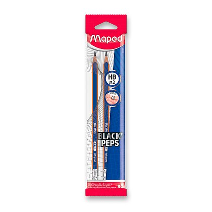 Obrázek produktu MAPED Black Peps s pryží - grafitová tužka - 3 ks, tvrdost HB2