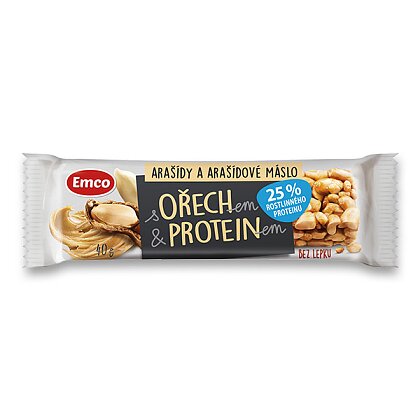 Obrázek produktu Emco Ořech & Protein - tyčinka - arašídy, arašídové máslo, 40 g