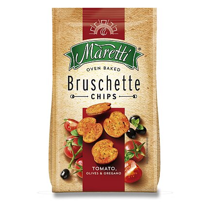 Obrázek produktu Maretti Bruschette Chips - pečené krekry - rajčata a olivy, 140 g