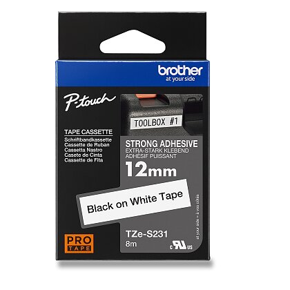 Obrázok produktu Brother TZE-S231 - náhradná páska - extra hrubá, 12 mm x 8 m, čierno-biela