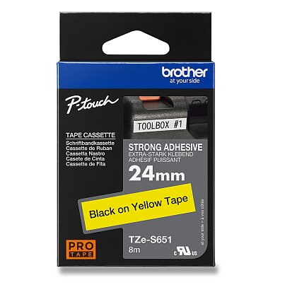 Obrázok produktu Brother TZE-S651 - náhradná páska - extra hrubá, 24 mm x 8 m, čierno-žltá