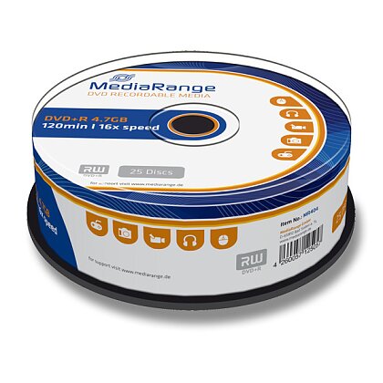 Obrázek produktu MediaRange - zapisovatelné DVD+R - 4,7 GB, 25 ks