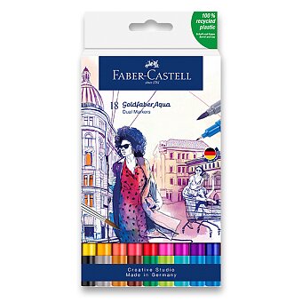 Obrázek produktu Popisovač Faber-Castell Goldfaber Aqua Dual Marker - sada, 18 barev