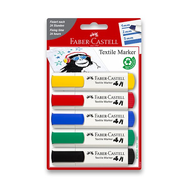 Popisovače na textil Faber-Castell 5 základních barev