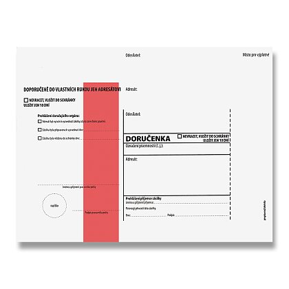 Obrázek produktu Doručenka - C5, červený pruh, s poučením, 1000 ks