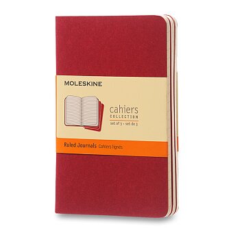 Obrázek produktu Sešity Moleskine Cahier - S, linkovaný, 3 ks, červené