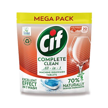 Obrázok produktu Cif All in 1 70% Naturally - tablety do umývačky riadu - klasické, 70 tabliet