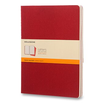 Obrázek produktu Zošity Moleskine Cahier - XL, linajkový, 3 ks, červené