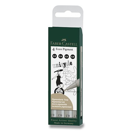 Product image Faber-Castell Ecco Pigment - popisovač - sada 4 ks, černé, sudé hroty