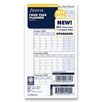 Obrázek produktu Roční plánovací kalendář 2019-2022 - náplň osobních diářů Filofax