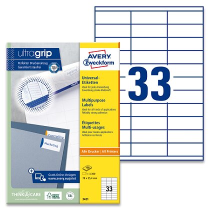 Product image Avery Zweckform - universal labels - 70,0 x 25,4 mm, 3300 labels