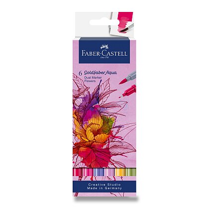 Obrázok produktu Faber-Castell Goldfaber Aqua Dual Marker Flowers – popisovač – 6 farieb, sada