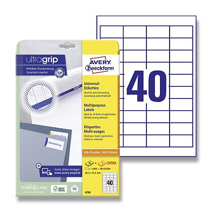 Obrázek produktu Avery Zweckform - univerzální etikety - 48,5 × 25,4 mm, 1200 etiket