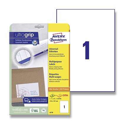Obrázek produktu Avery Zweckform - univerzální etikety - 210,0 × 297,0 mm, 30 etiket