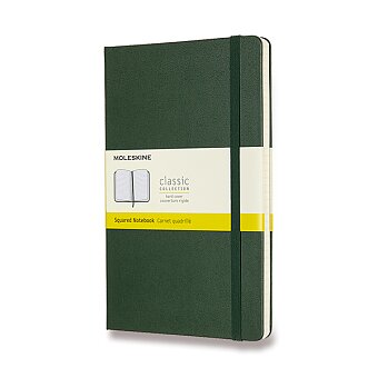 Obrázek produktu Zápisník Moleskine - tvrdé dosky - L, štvorčekový, tmavo zelený