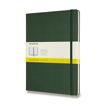 Obrázek produktu Zápisník Moleskine - tvrdé desky - XL, čtverečkovaný, tmavě zelený