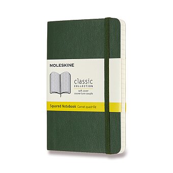 Obrázek produktu Zápisník Moleskine - měkké desky - S, čtverečkovaný, tmavě zelený