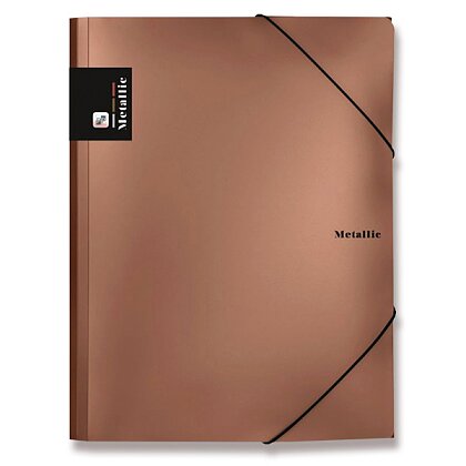 Product image PP Karton Metallic - 3-flap files with rubber band - copper