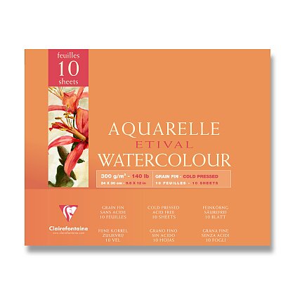 Obrázek produktu Clairefontaine Etival Cold Pressed - akvarelový blok - 24 x 30 cm, 10 listů, 300 g