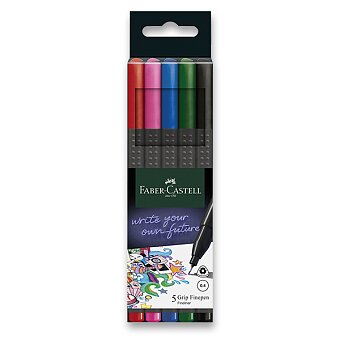 Obrázek produktu Fineliner Faber-Castell Grip - 5 barev, základní barvy