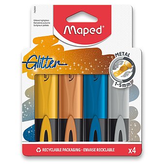 Obrázek produktu Zvýrazňovač Maped Fluo Peps Glitter Metal - sada 4 barev