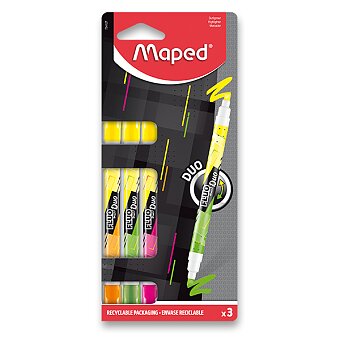 Obrázek produktu Zvýrazňovač Maped Fluo Peps Duo Neon - sada, 3 ks