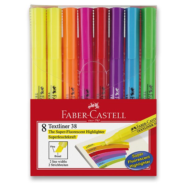 Zvýrazňovač Faber-Castell Textliner 38 sada, 8 ks