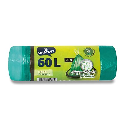 Obrázek produktu Wastey´s Less Plastic - zatahovací pytle na odpadky - 60 l, 20 ks, 15 mikronů