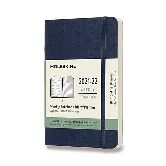 Obrázek produktu 18měsíční diář Moleskine 2021-22 - měkké desky - S, týdenní, modrý