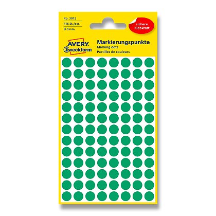Obrázek produktu Avery Zweckform - kulaté etikety - průměr 8 mm, 416 etiket, zelené