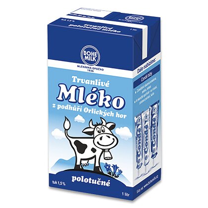 Obrázek produktu Bohemilk - trvanlivé mléko - polotučné, 1,5%, 1 l
