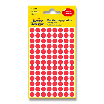 Obrázek produktu Avery Zweckform - kulaté etikety - průměr 8 mm, 416 etiket, červené