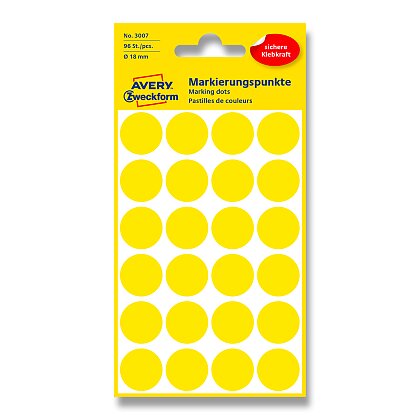 Obrázek produktu Avery Zweckform - kulaté etikety - průměr 18 mm, 96 etiket, žluté